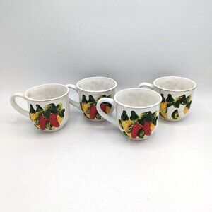 Vintage ARC International Home Porcelain Tea Cups Mugs Set of 4 MCM Garden 24k